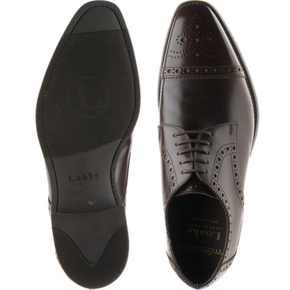 Product image for Loake Eldon mens rubber-soled semi-brogues in dark brown polished
