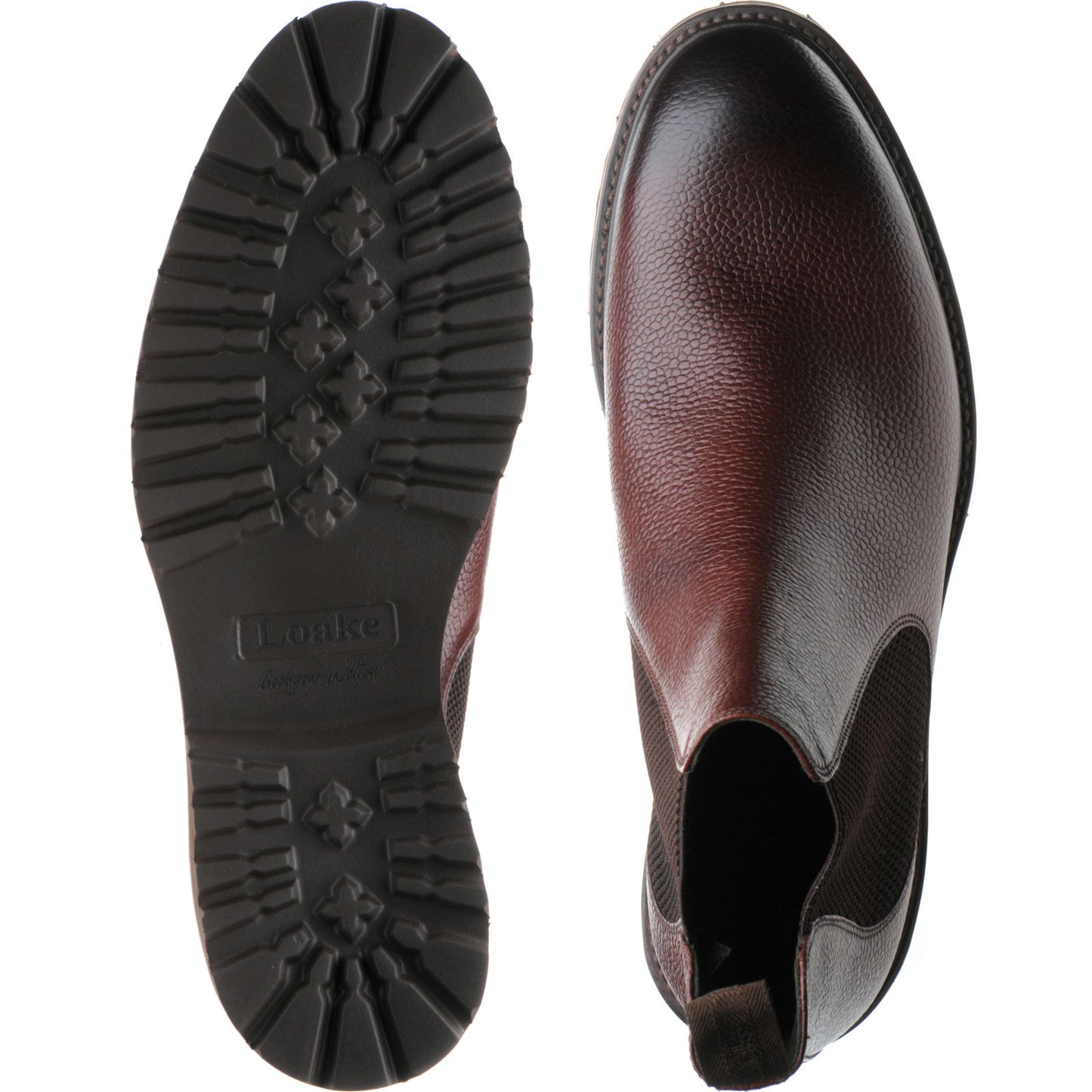 Product image for Loake Huxley Rubber mens Chelsea boots in oxblood grain calf (second)