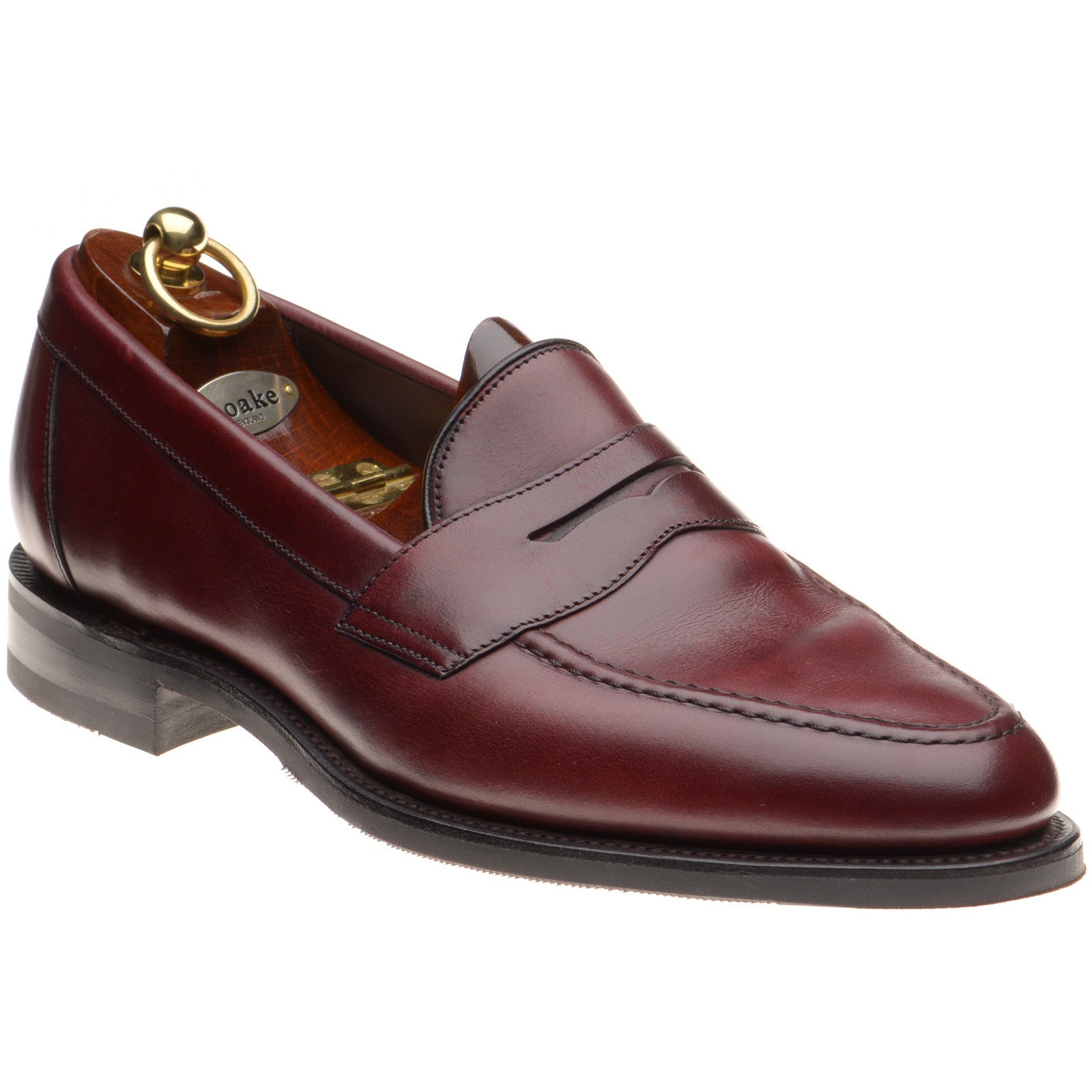 Loake Imperial Rubber mens rubber-soled loafers in burgundy waxed (sec ...