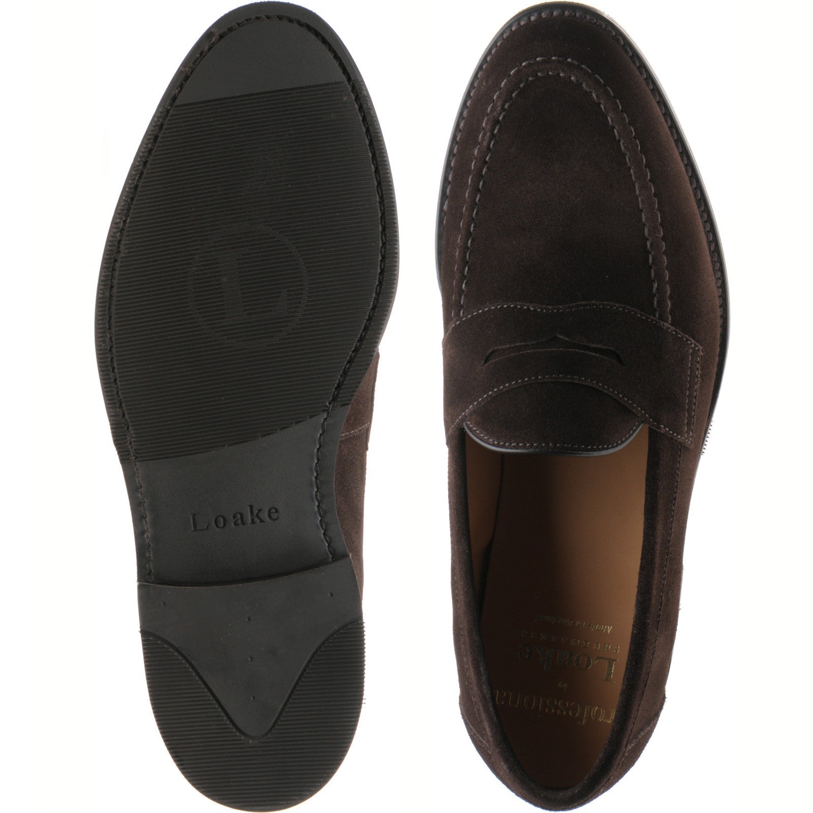 Product image for Loake Imperial Rubber mens rubber-soled loafers in dark brown suede (second)