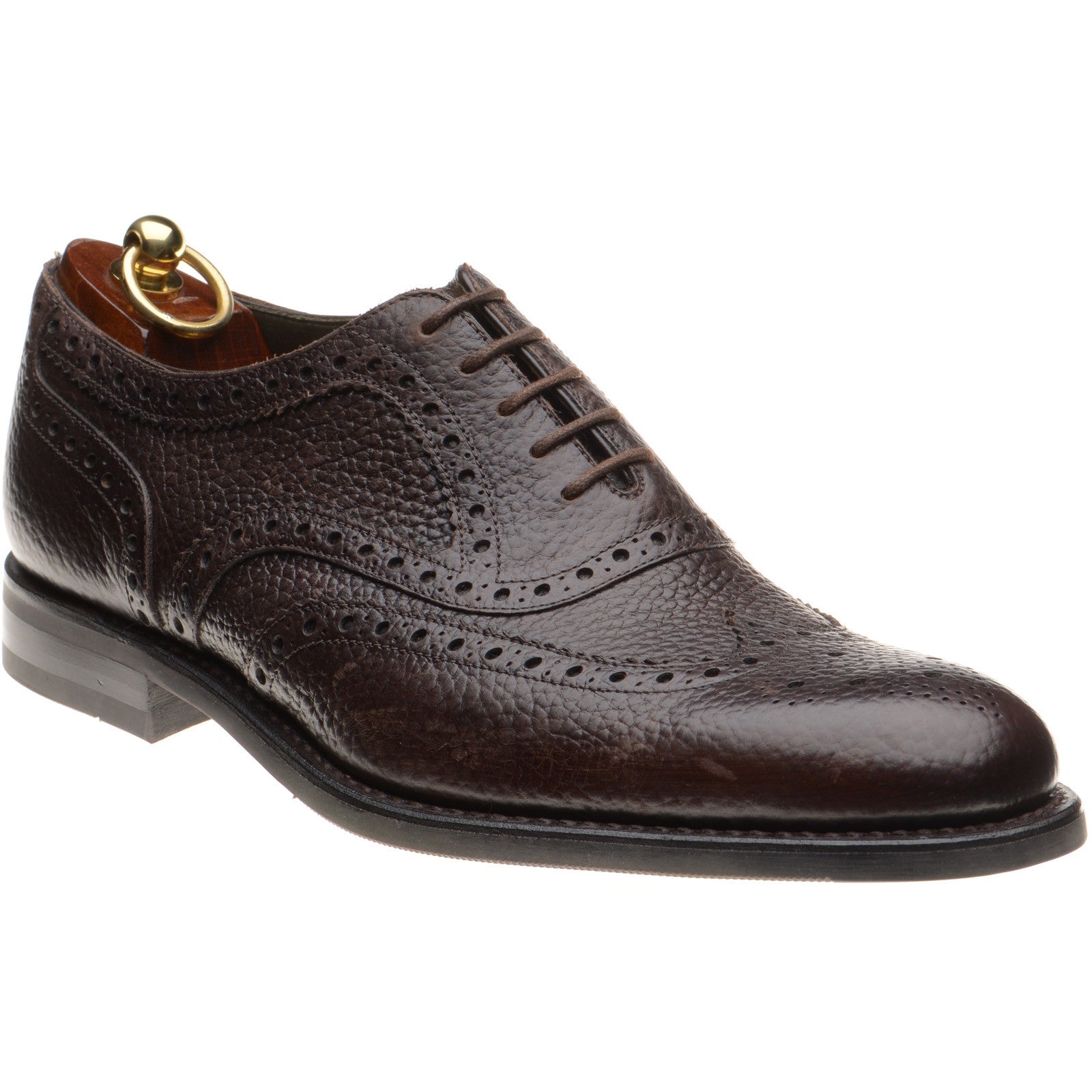 Product image for Loake Kerridge mens rubber-soled brogues in dark brown grain (second)