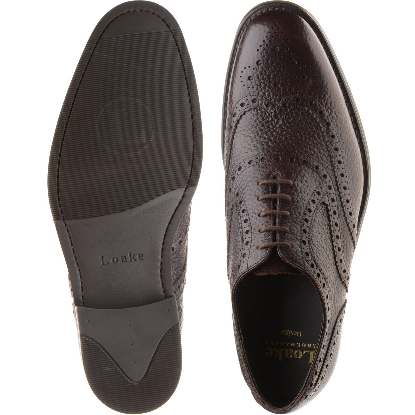 Product image for Loake Kerridge mens rubber-soled brogues in dark brown grain (second)