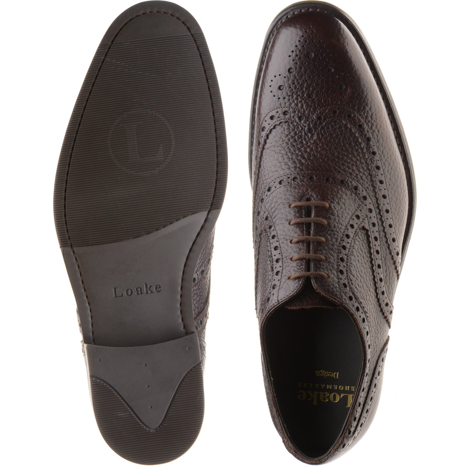 Product image for Loake Kerridge mens rubber-soled brogues in dark brown grain (second)
