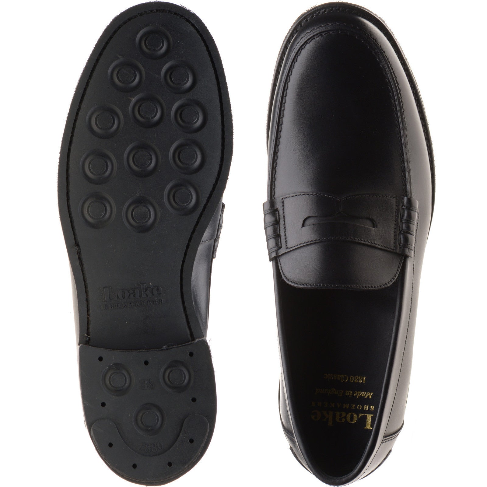 Product image for Loake Kingscliffe mens rubber-soled loafers in black calf (second)