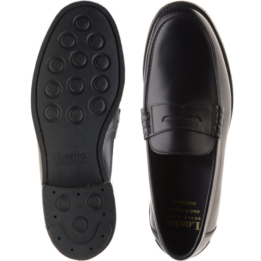 Product image for Loake Kingscliffe mens rubber-soled loafers in black calf (second)