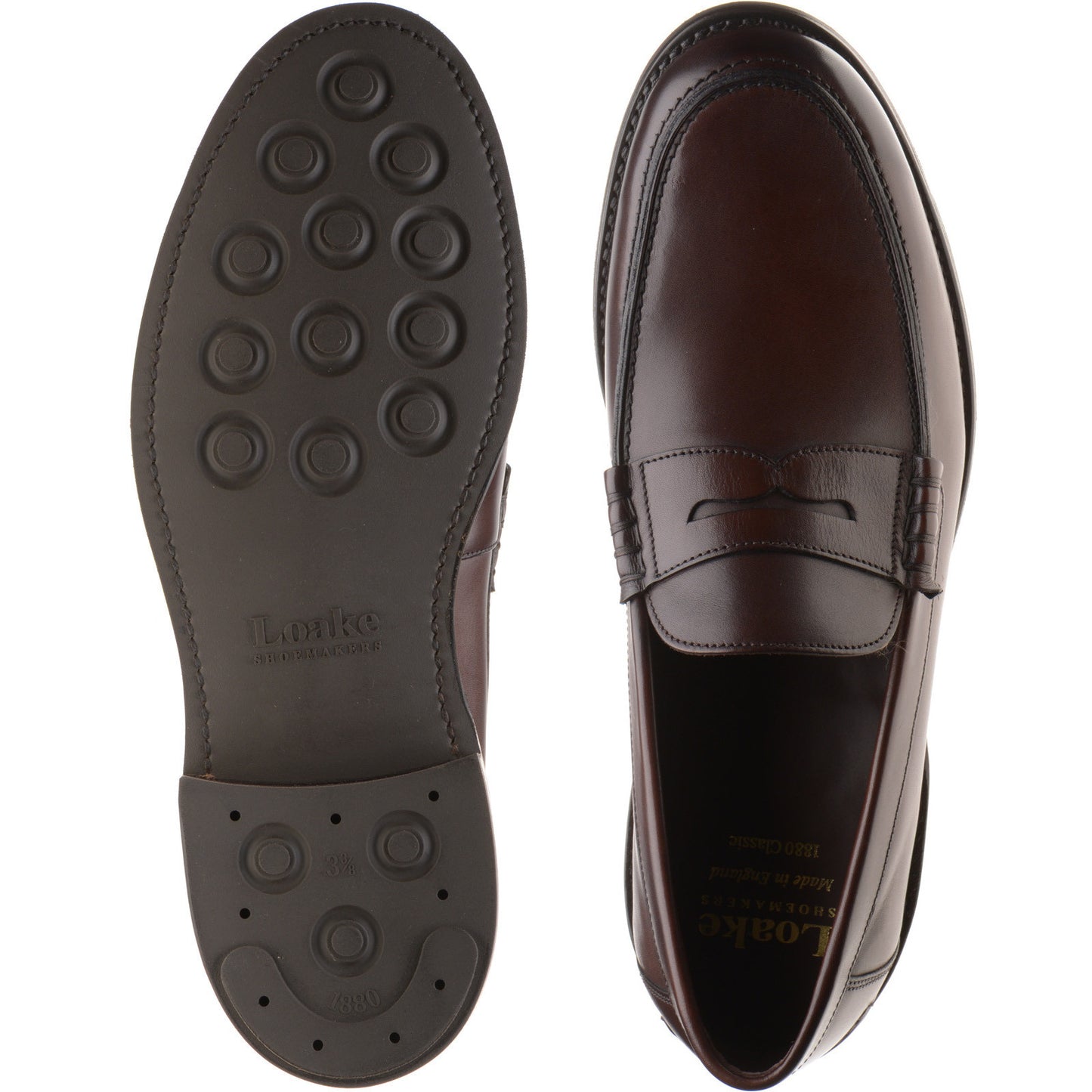Product image for Loake Kingscliffe mens rubber-soled loafers in dark brown (second)