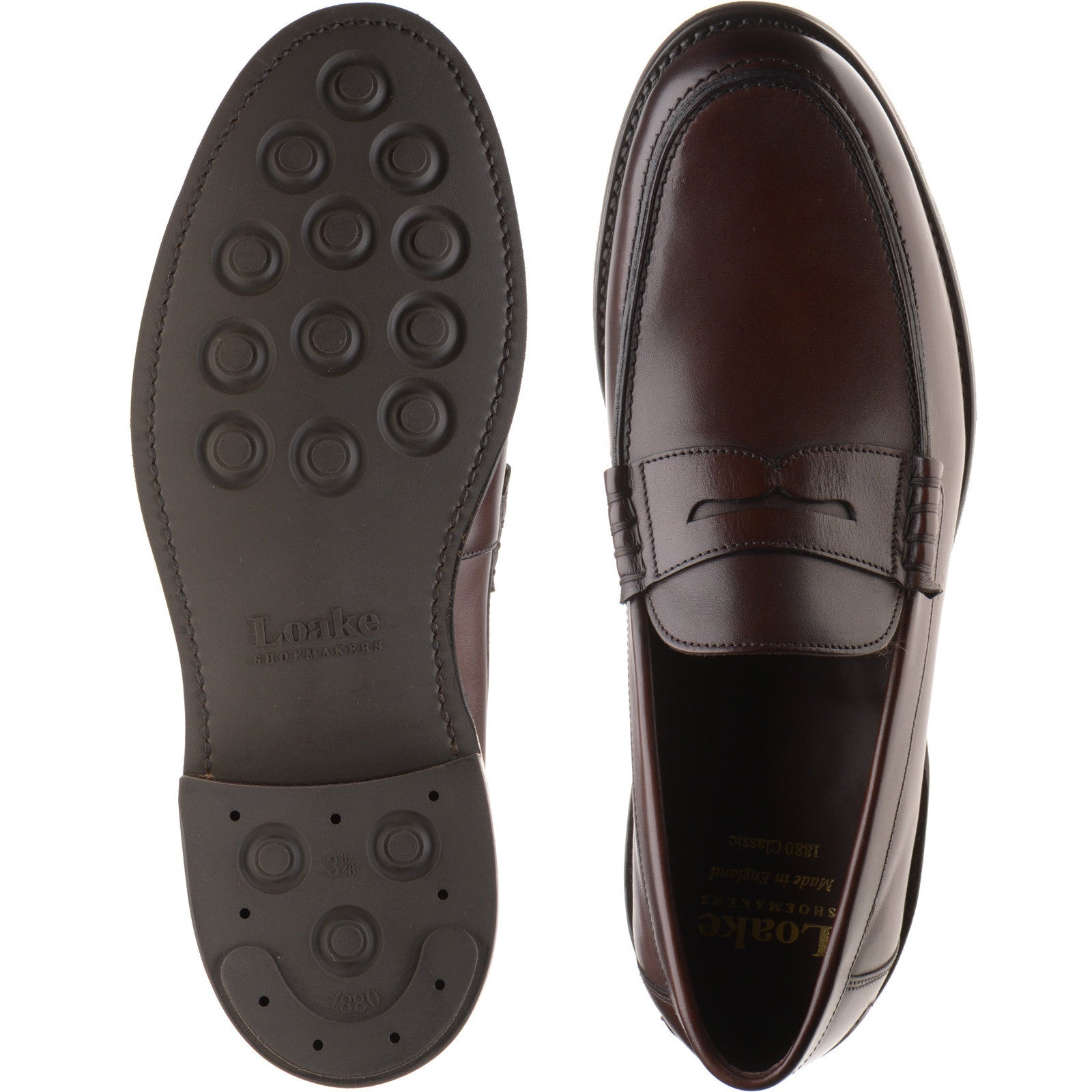 Product image for Loake Kingscliffe mens rubber-soled loafers in dark brown (second)