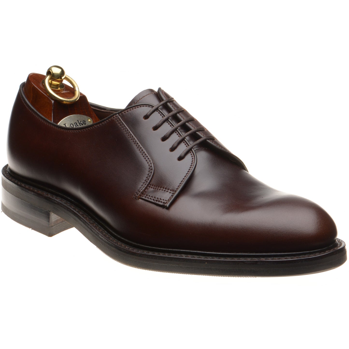 Product image for Loake Leyburn mens rubber-soled Derby shoes in dark brown oiled calf (second)