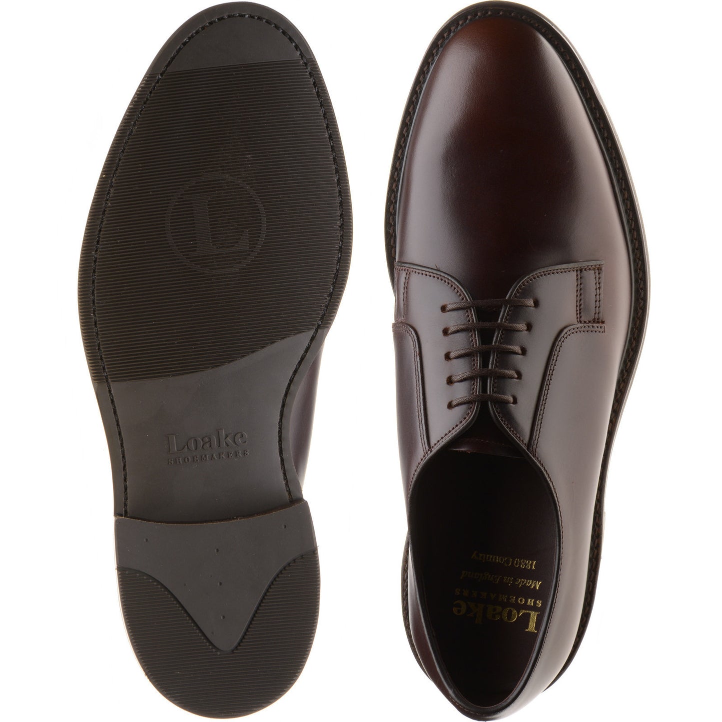 Product image for Loake Leyburn mens rubber-soled Derby shoes in dark brown oiled calf (second)