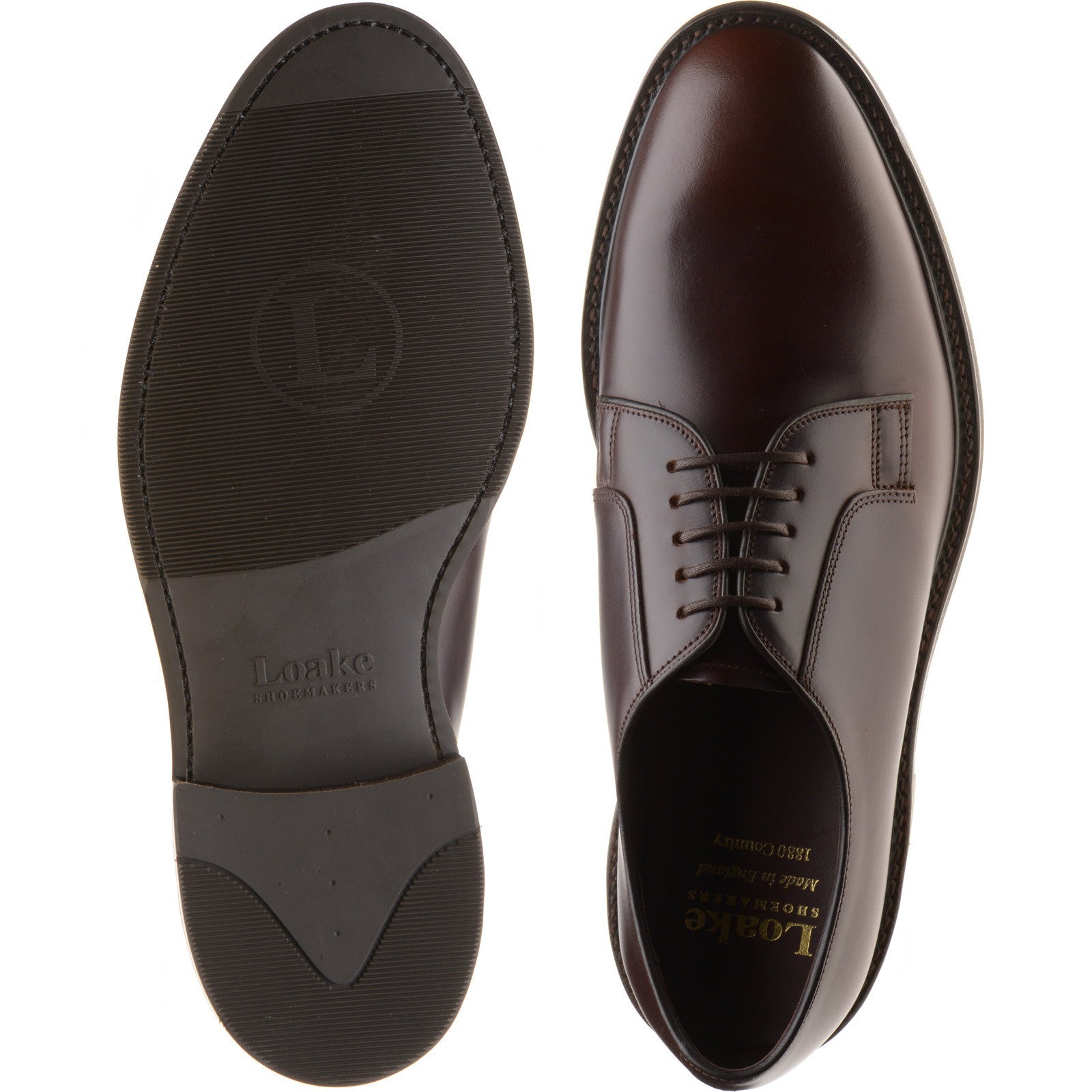 Product image for Loake Leyburn mens rubber-soled Derby shoes in dark brown oiled calf (second)