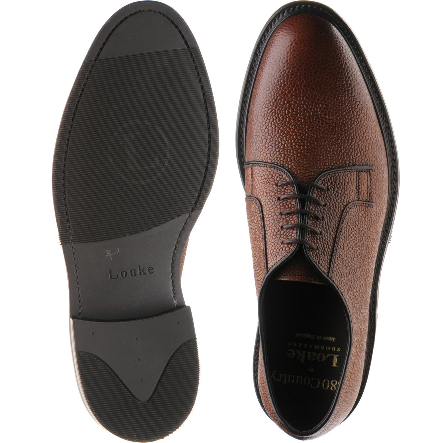 Product image for Loake Leyburn mens rubber-soled Derby shoes in mahogany grain (second)