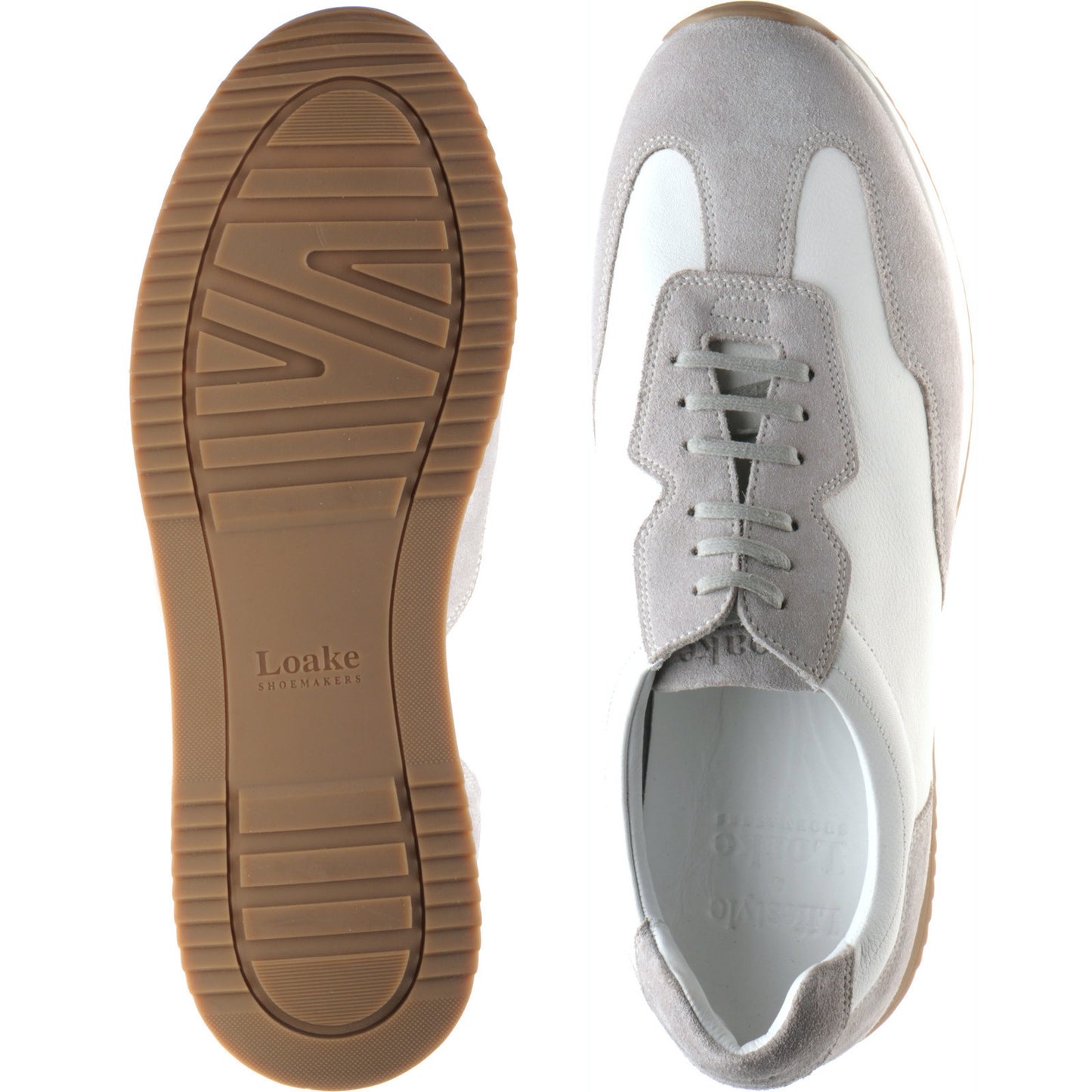 Product image for Loake Linford mens rubber-soled in white calf and grey suede (second)