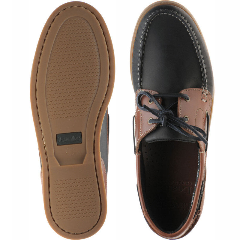 Product image for Loake Lymington in navy nubuck and brown waxy
