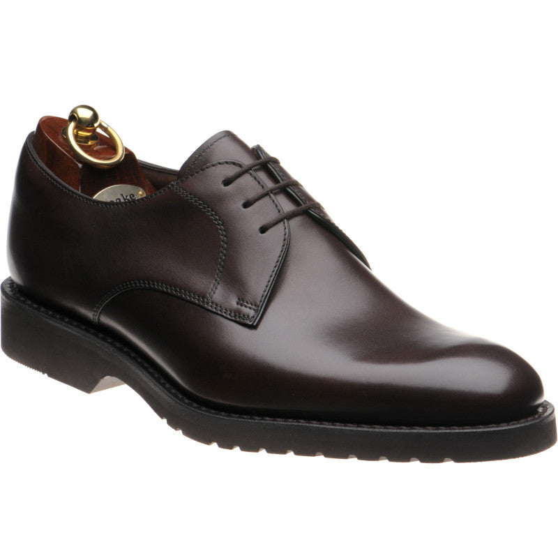 Product image for Loake Orson mens rubber-soled Derby shoes in dark brown calf