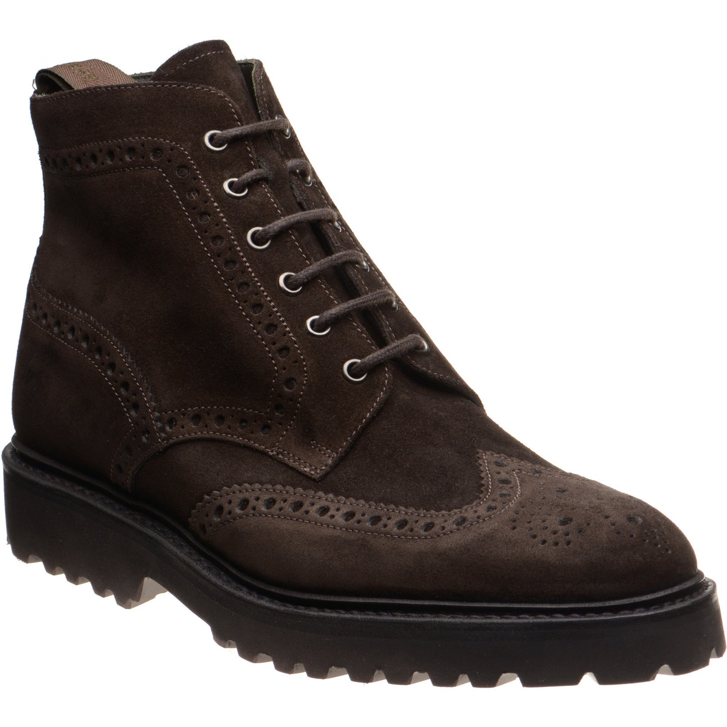 Product image for Loake Pegasus mens rubber-soled brogue boots in dark brown suede (second)