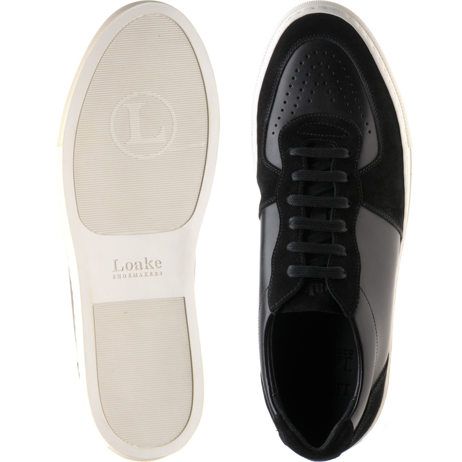 Product image for Loake Rush mens rubber-soled trainers in black calf and black suede (second)
