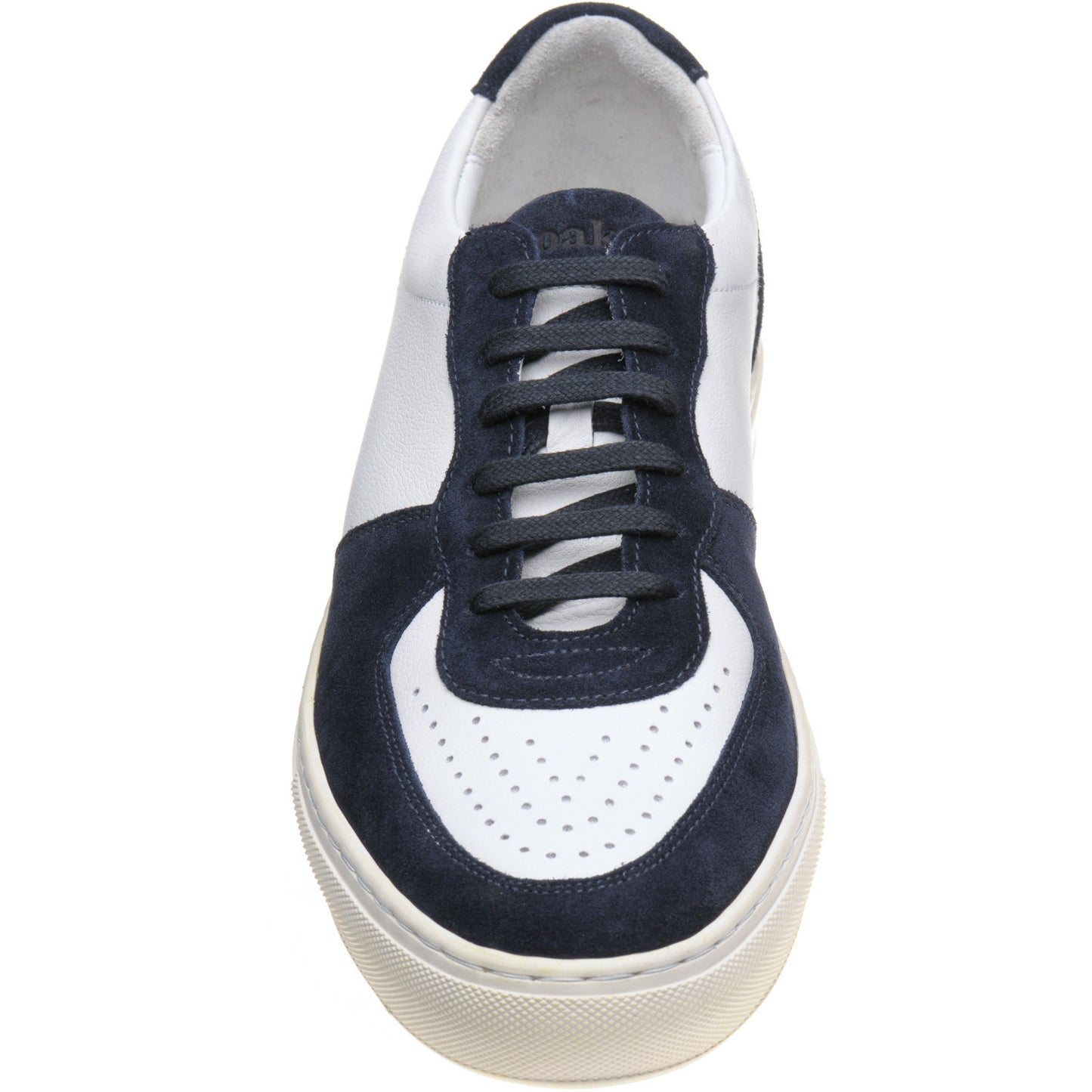 Product image for Loake Rush mens rubber-soled trainers in white calf and navy suede (second)