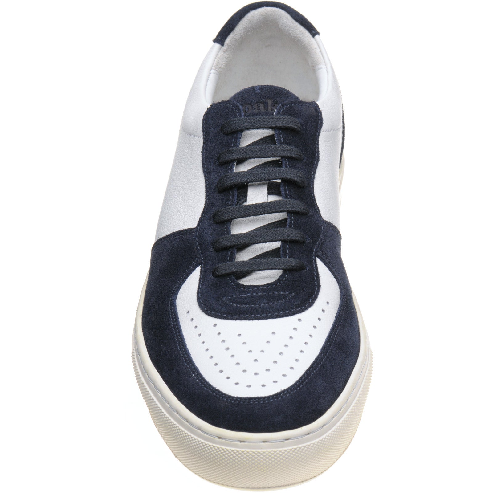 Product image for Loake Rush mens rubber-soled trainers in white calf and navy suede (second)