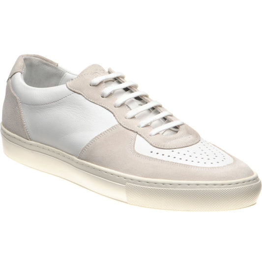 Product image for Loake Rush mens rubber-soled trainers in white calf and sand suede