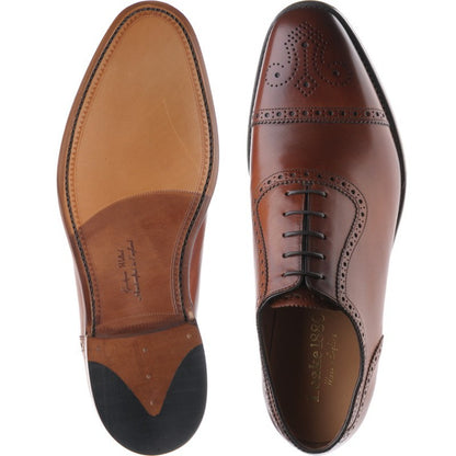 Loake Strand mens semi-brogues in mahogany calf β Herring Shoes