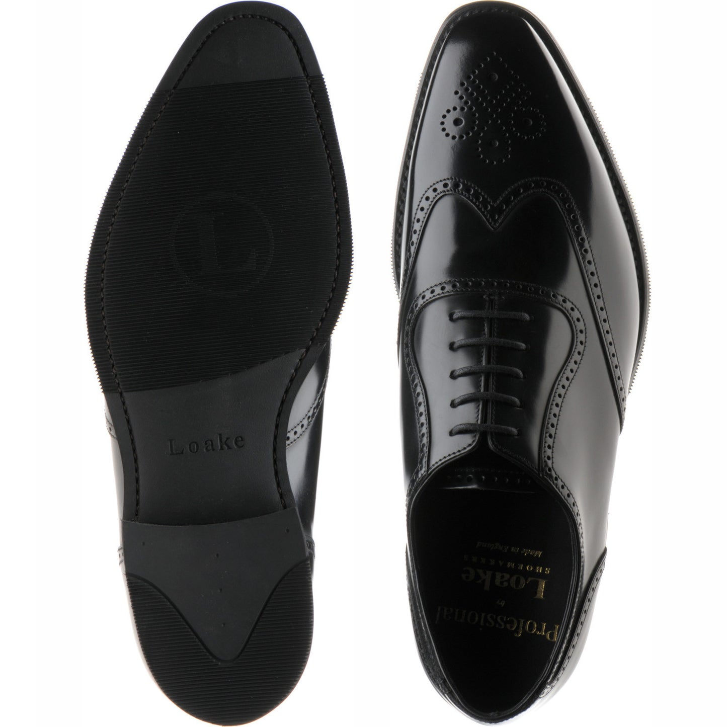 Product image for Loake Tay mens rubber-soled brogues in black polished (second)
