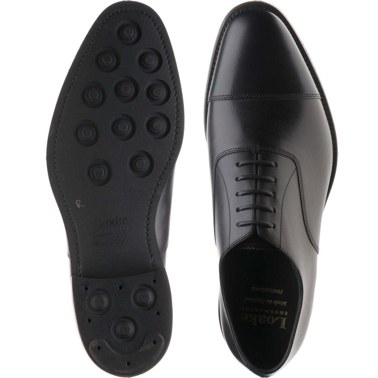 Product image for Loake Wadham Rubber mens rubber-soled Oxfords in black calf (second)