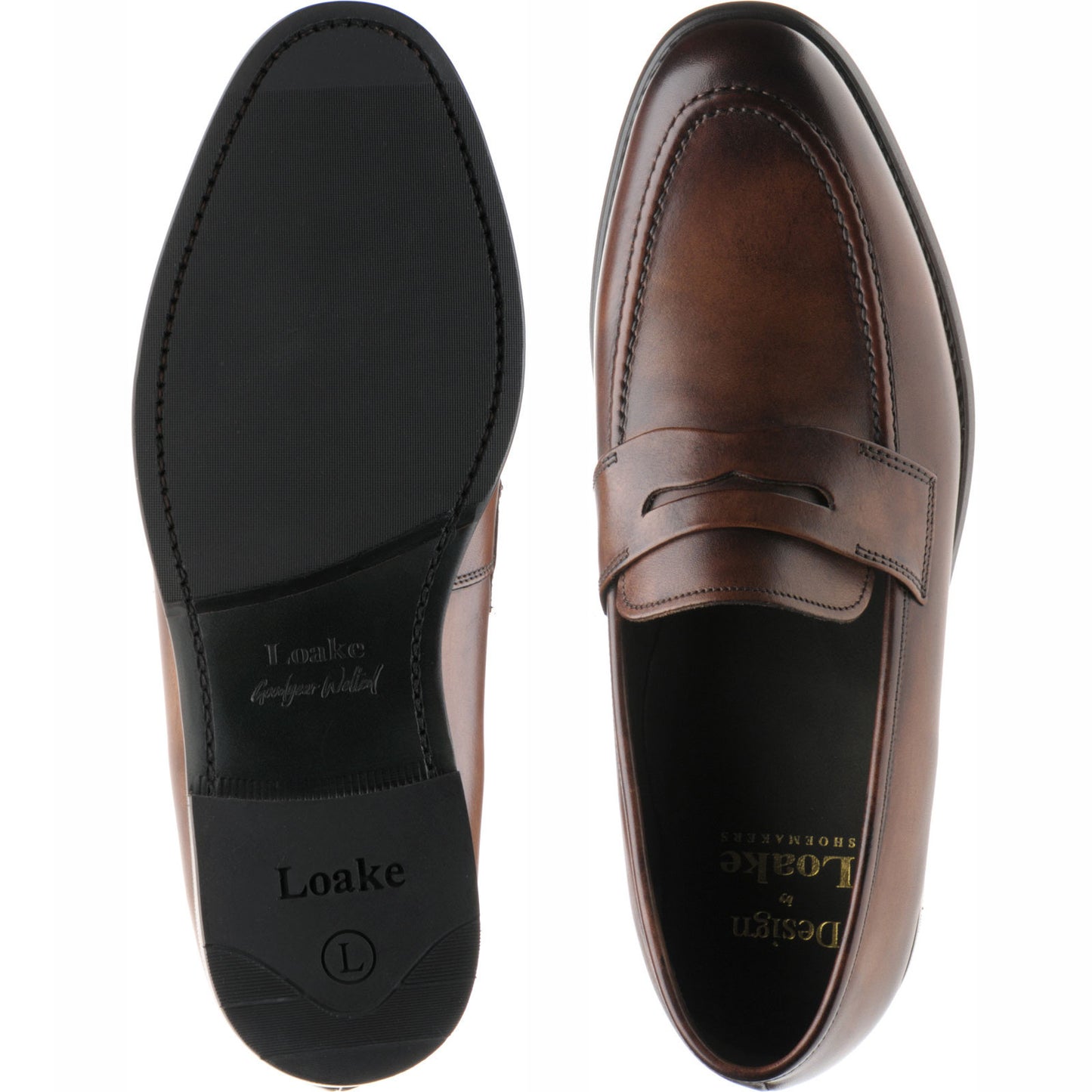 Product image for Loake Wiggins mens rubber-soled loafers in dark brown calf (second)