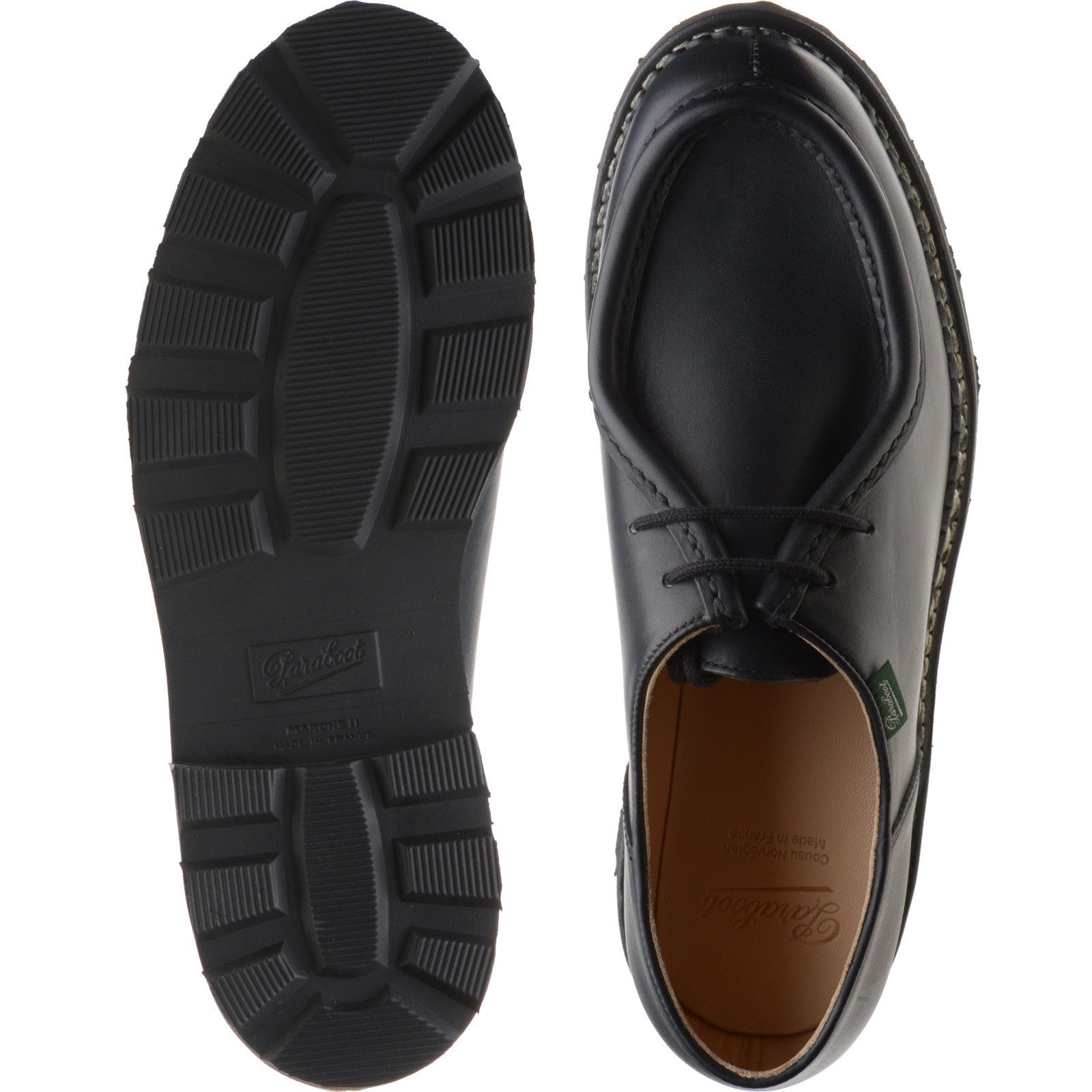 Paraboot Michael mens rubber-soled Derby shoes in lisse noir