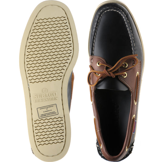 Product image for Sebago Dockside Portland mens rubber-soled deck shoes in brown and black