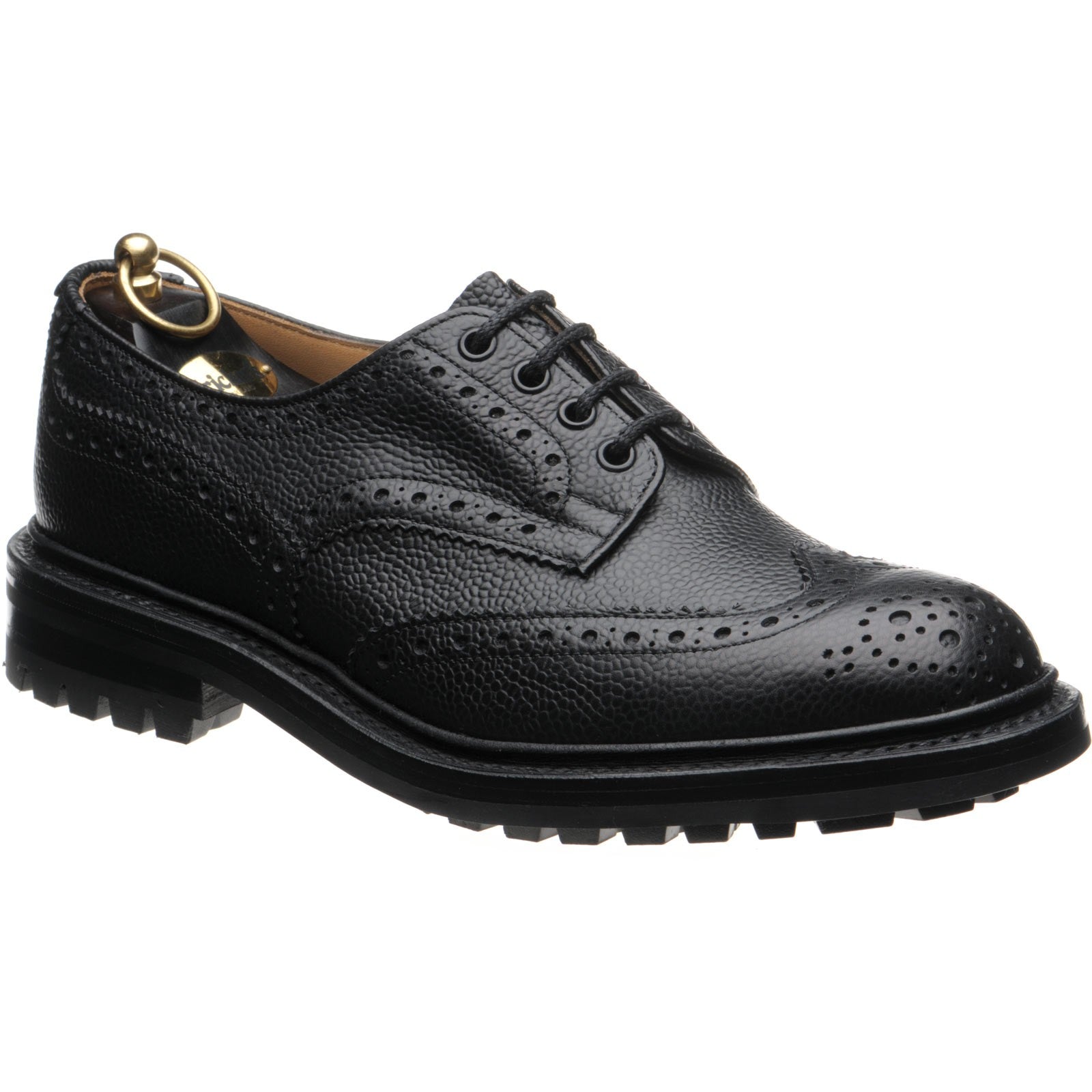 Trickers Ilkley mens rubber-soled brogues in black calf grain