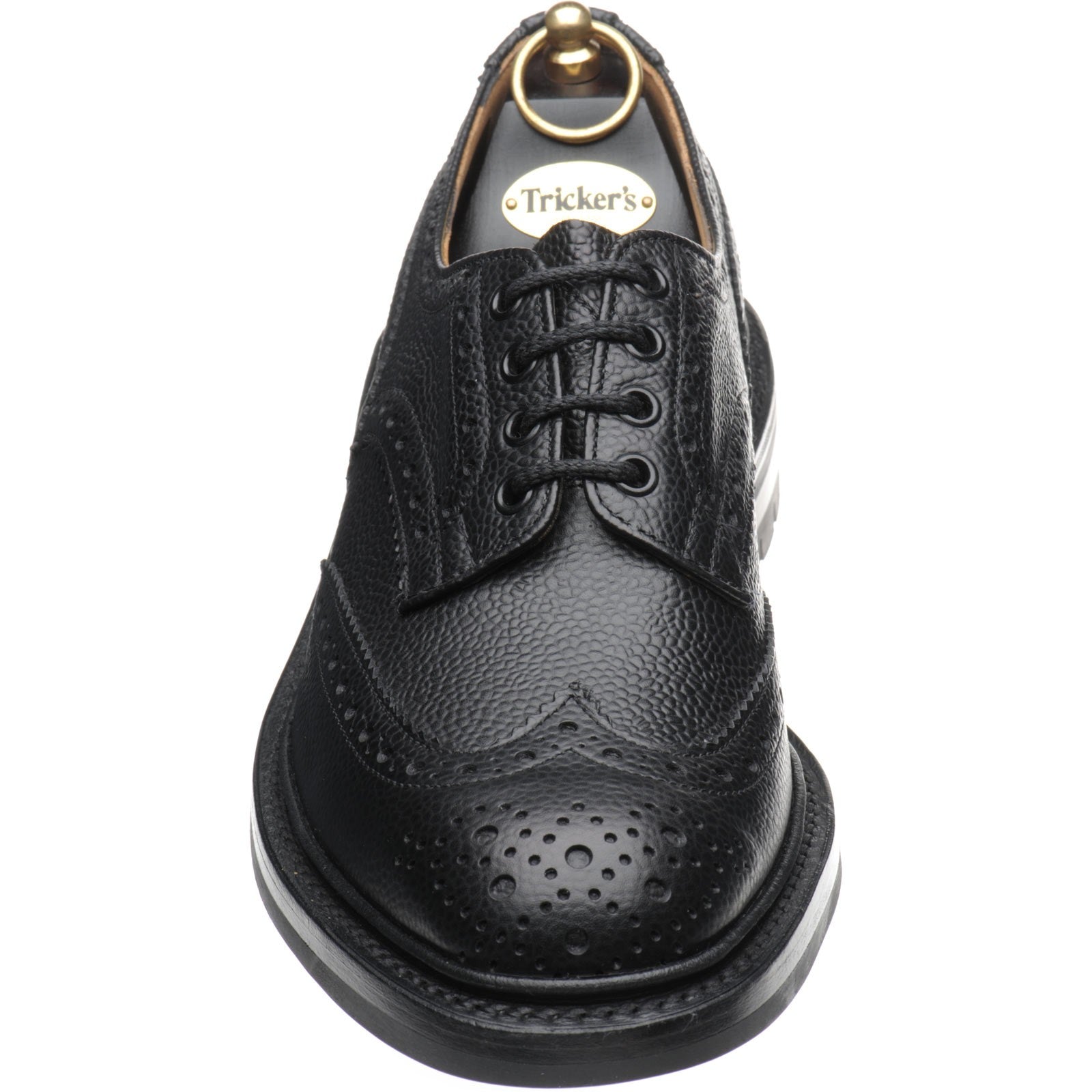 Trickers Ilkley mens rubber-soled brogues in black calf grain