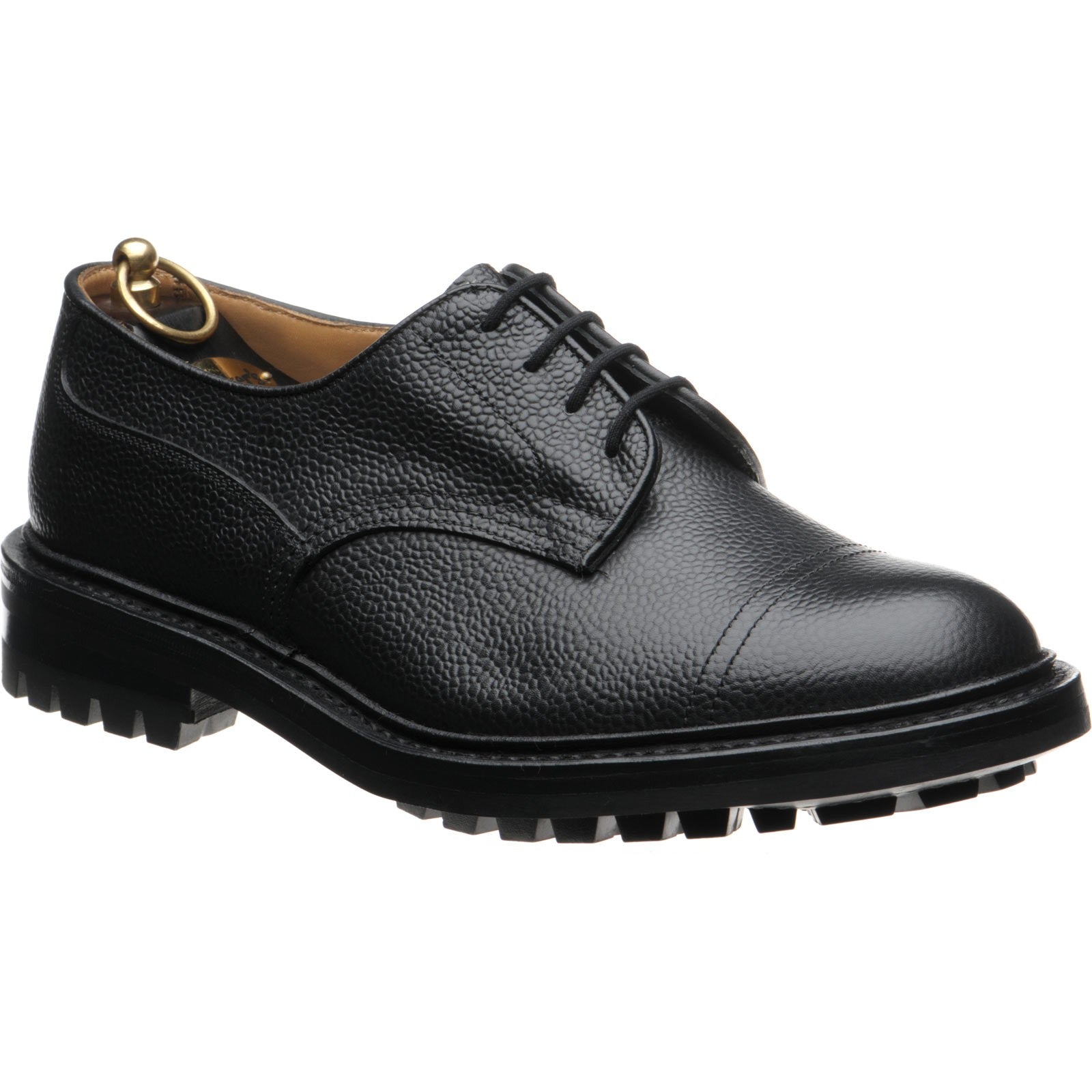 Trickers Matlock mens rubber-soled Derby shoes in black calf grain
