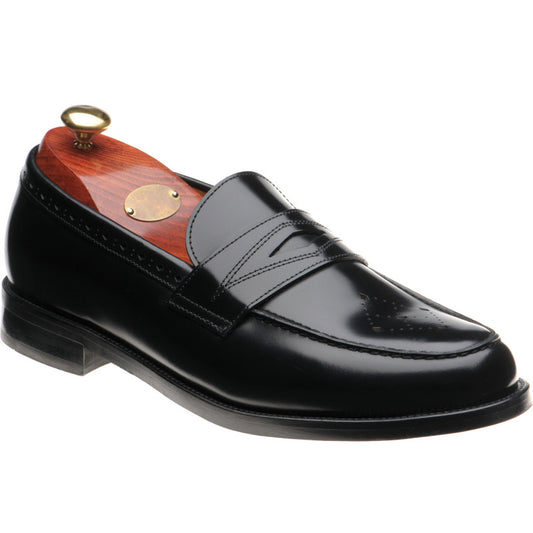 Product image for Wildsmith Model 110 mens two-tone rubber-soled loafers in black polished