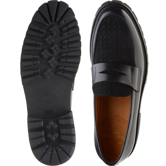 Product image for Wildsmith Model 55D mens two-tone rubber-soled loafers in black calf