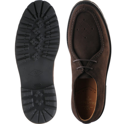Product image for Wildsmith Model 68 mens rubber-soled Derby shoes in dark brown suede
