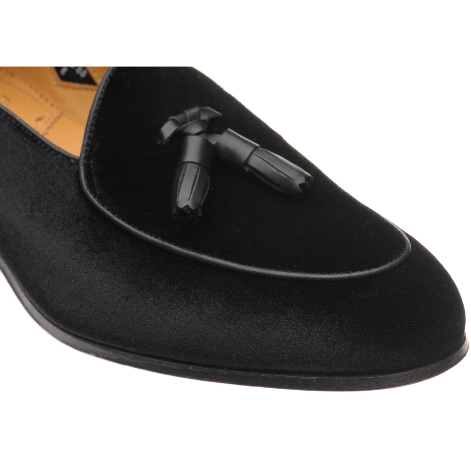 Product image for Wildsmith Model 88 mens tasselled loafers in black velvet (second)